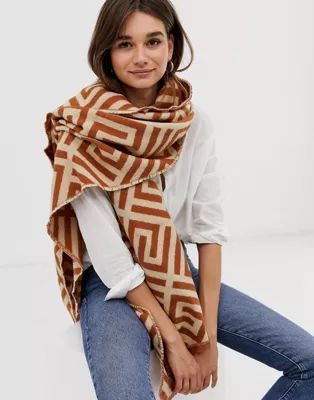 ASOS DESIGN monogram jacquard long scarf | ASOS UK