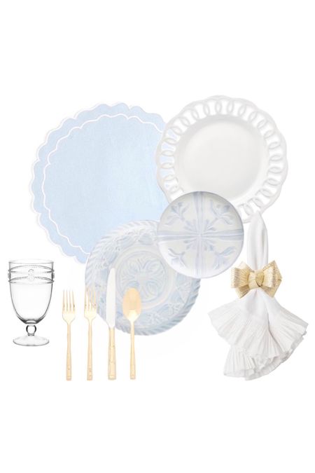 Blue and white Easter table setting 💙 Easter tablescape, scalloped plates, white dishes, spring decor 

#LTKsalealert #LTKhome #LTKunder50