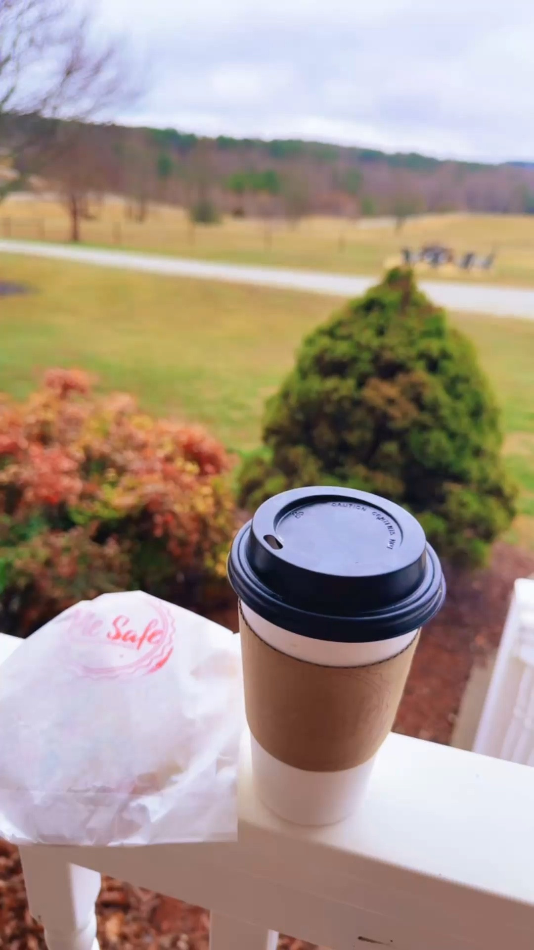 Yummiest coffee from a friend & cookie (for the boys) on the front porch ☕️🍪🫶🏽🥰❤️