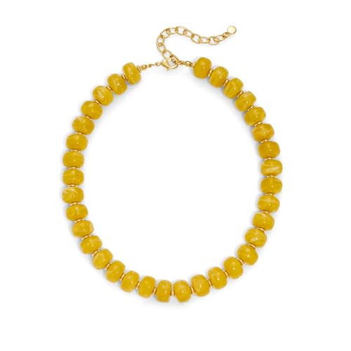 HolidayQbee Beaded necklace for Women Boho Bead Gemstone Chunky Necklace Big Yellow Bead Necklace Fashion Trendy Summer Colorful Beaded Necklaces Jewelry Gifts | Amazon (US)