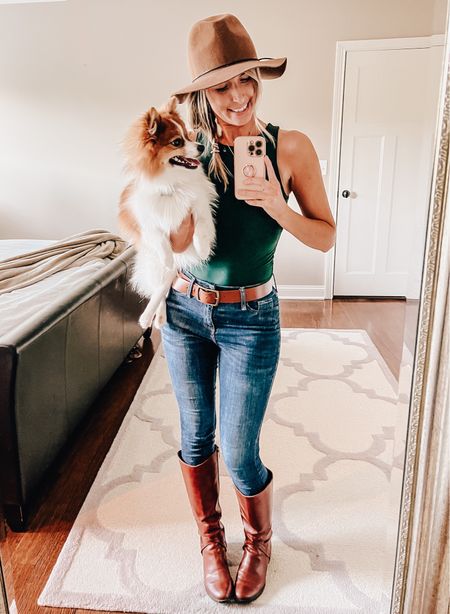 Favorite bodysuit from SHEIN. Charlie and I are ready for fall!

Riding boots, jeans, fall outfit, fall style, felt hat, brown boots, Target, tank bodysuit, dupe, skins, 

#LTKunder50 #LTKstyletip #LTKSeasonal