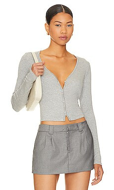 LA Made Sweet V Cardi in Heather Grey from Revolve.com | Revolve Clothing (Global)
