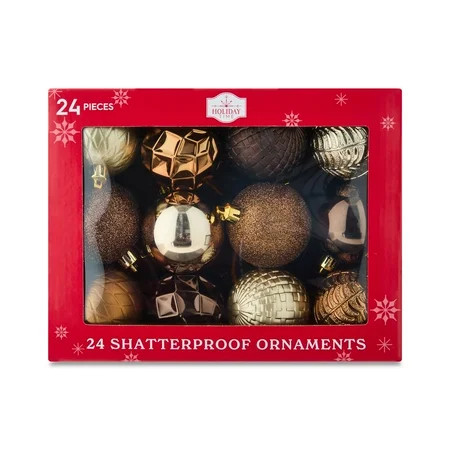 24-Count Silver Shatterproof Ball Christmas Ornaments, 2.36 in, by Holiday Time | Walmart (US)