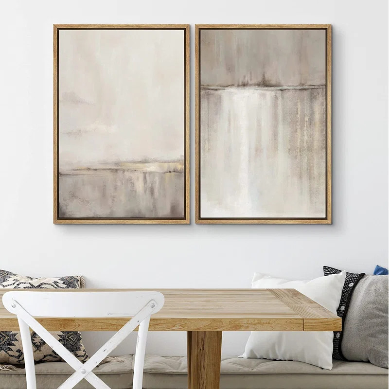 Grunge Duotone Tan Minimalist Landscape Framed Wall Art Framed On Canvas 2 Pieces Print | Wayfair North America