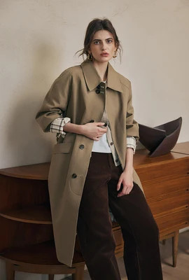 Liam Reversible Cotton Trench Coat - Camel and Plaid | Petite Studio NYC