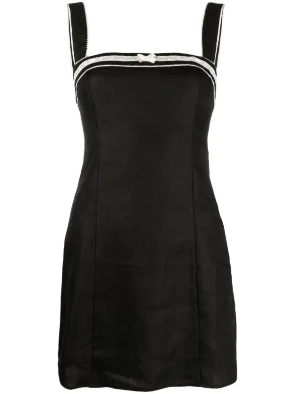 Reformation Elana bow-embellished Linen Minidress - Farfetch | Farfetch Global