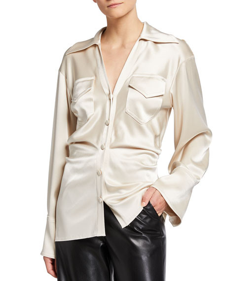 Dale Satin Button-Down Shirt | Neiman Marcus