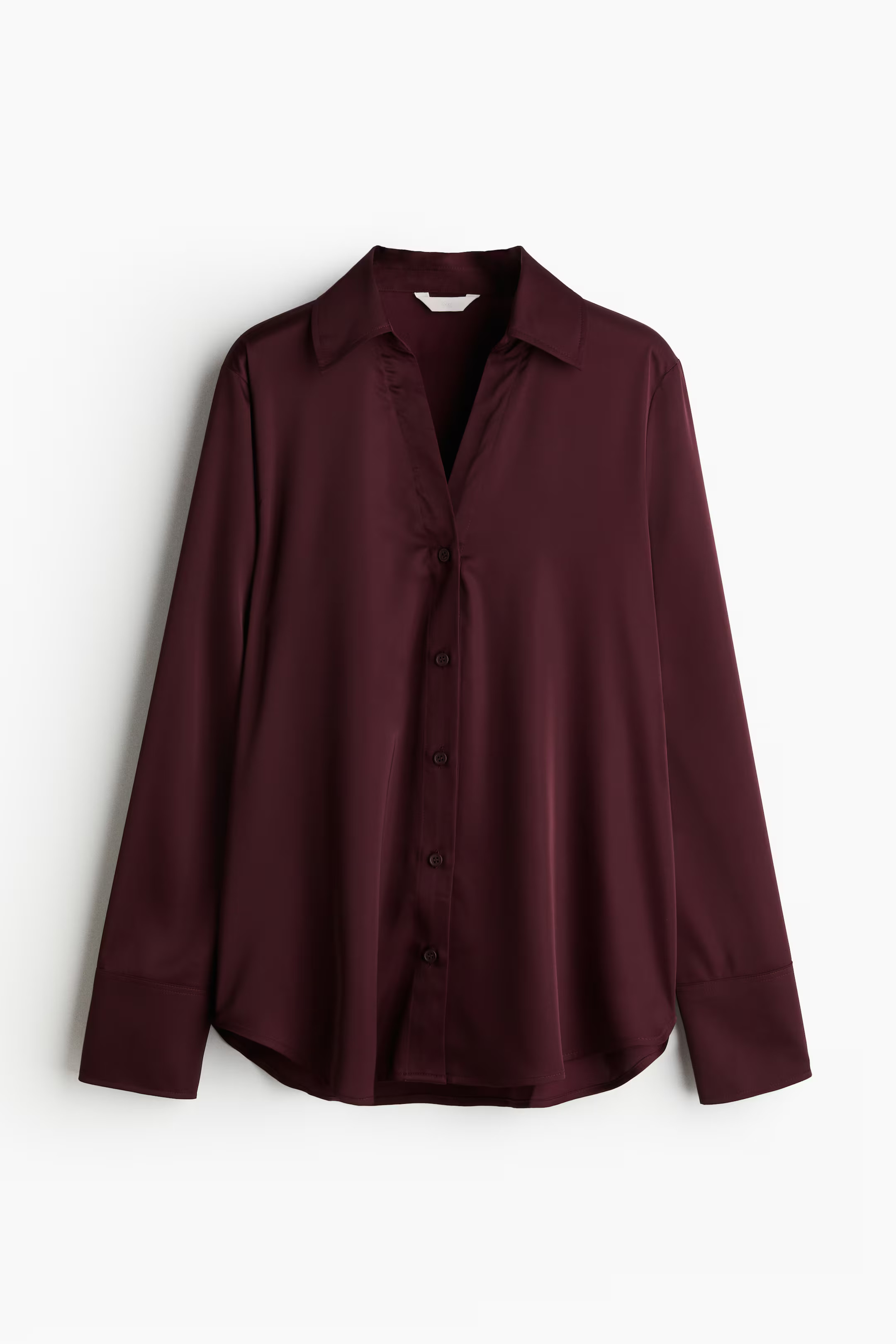 V-neck blouse - V-neck - Long sleeve - Burgundy - Ladies | H&M GB | H&M (UK, MY, IN, SG, PH, TW, HK)