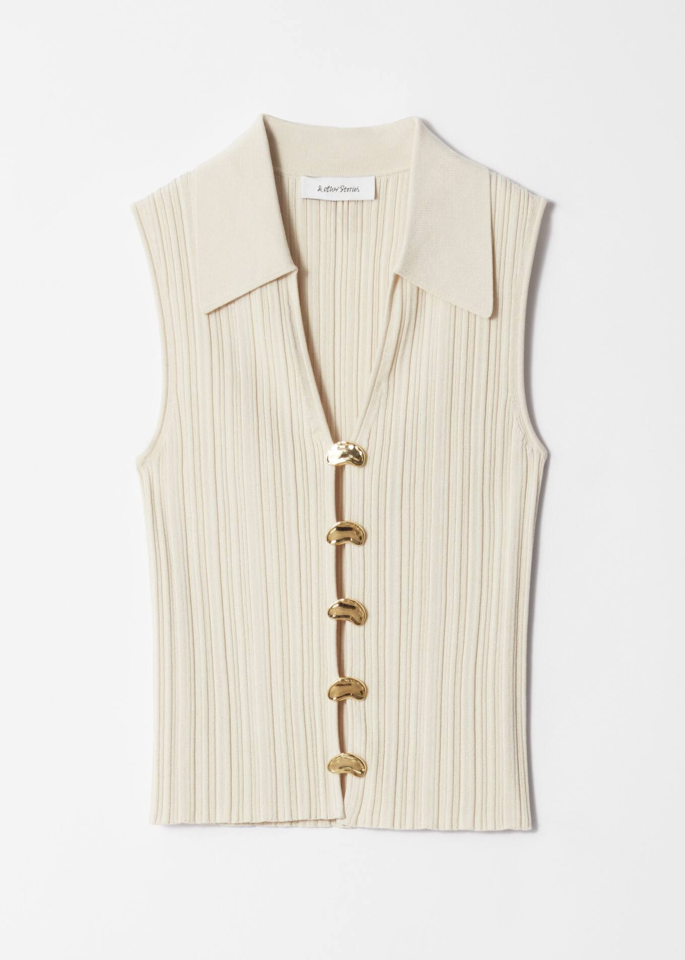 Rib-Knit Collar Tank Top - Dusty White - & Other Stories GB | & Other Stories UK