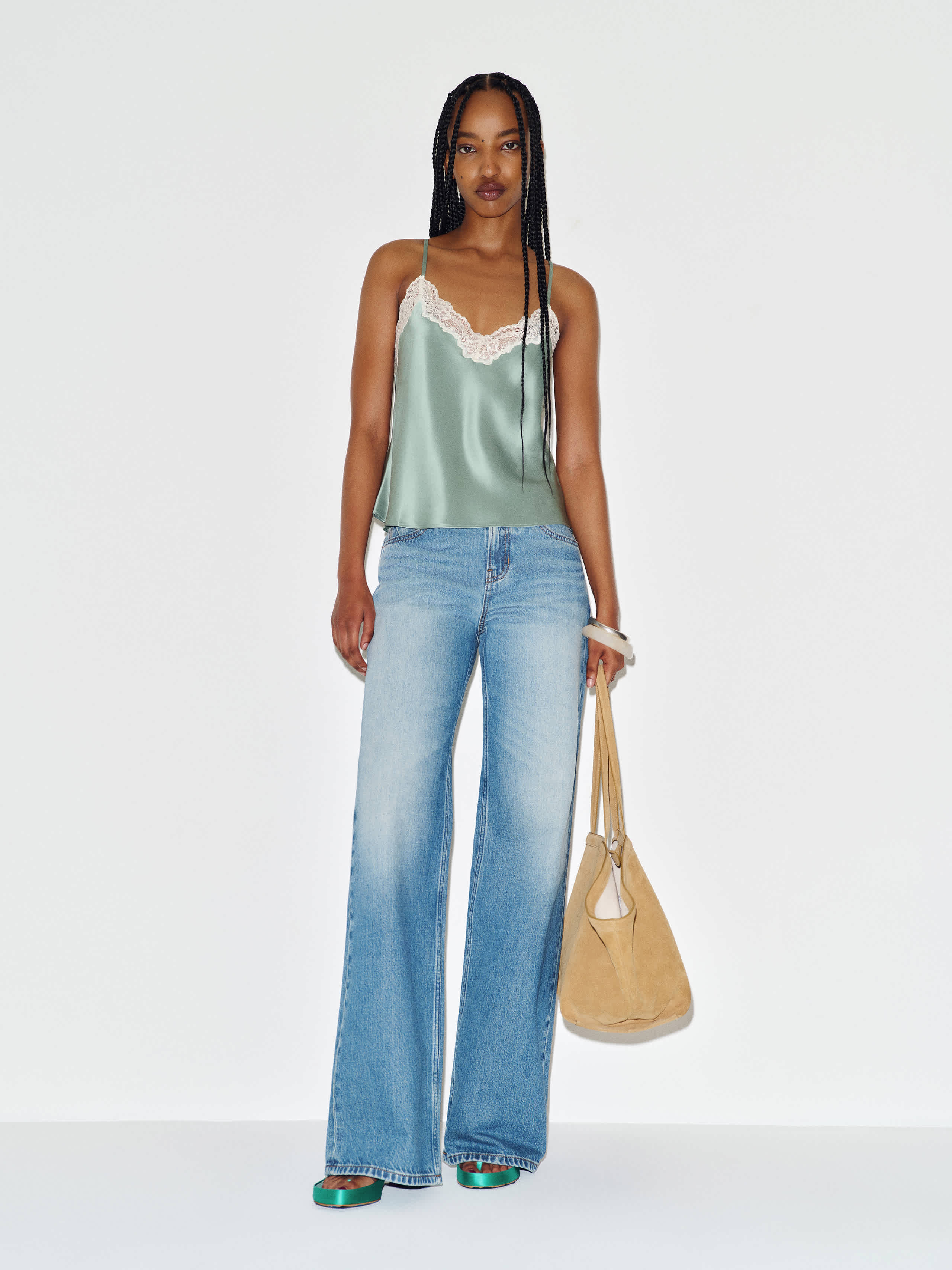 Reformation Teddy Silk Top Green XL | Reformation (Global)