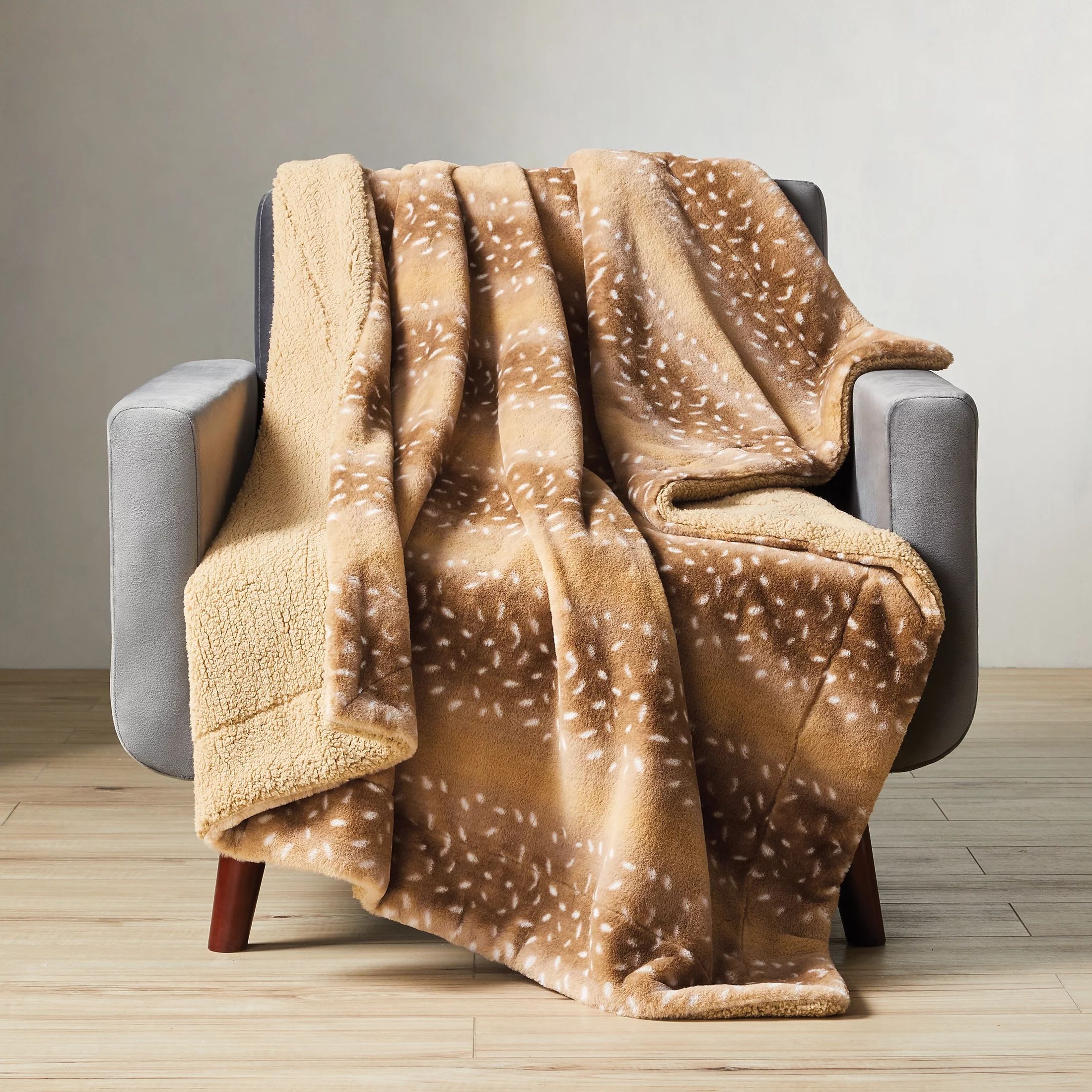 Better Homes & Gardens Brown Faux Fur and Sherpa Throw Blanket, Standard Throw | Walmart (US)