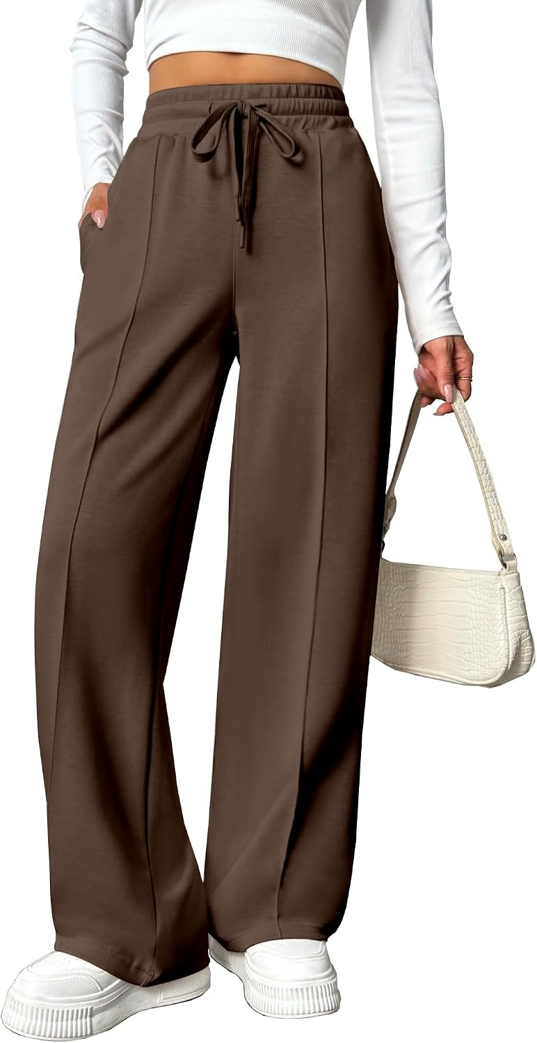 PINSPARK Wide Leg Sweatpants Women Fall High Waisted Baggy Sweat Pant | Amazon (US)