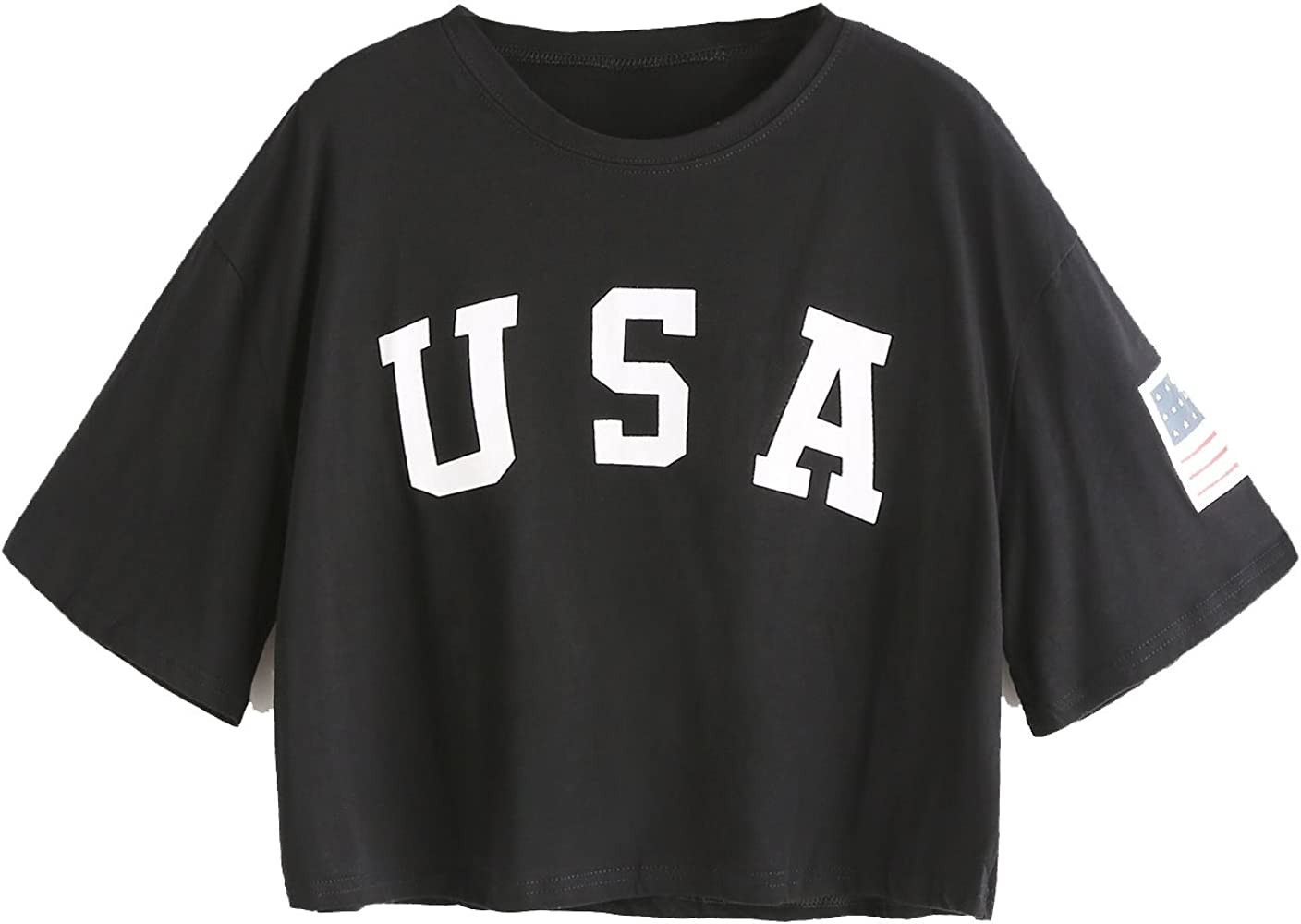 SweatyRocks Women's Letter Print Crop Tops Summer Short Sleeve T-Shirt | Amazon (US)