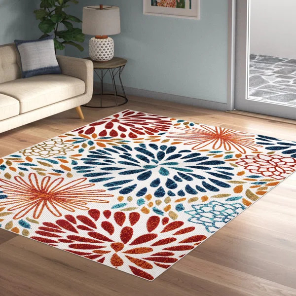 Weyland Paisley Blue/Orange Indoor/Outdoor Area Rug | Wayfair North America