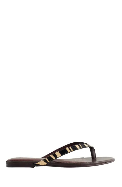 Madewell The Iggy Zebra Print Genuine Calf Halr Thong Sandal in Espresso Bean Multi at Nordstrom, Size 6.5 | Nordstrom