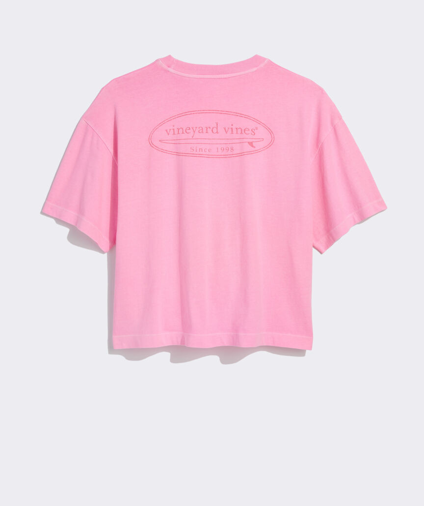 Women's Garment-Dyed Distressed Surf Logo Boxy Tee | vineyard vines