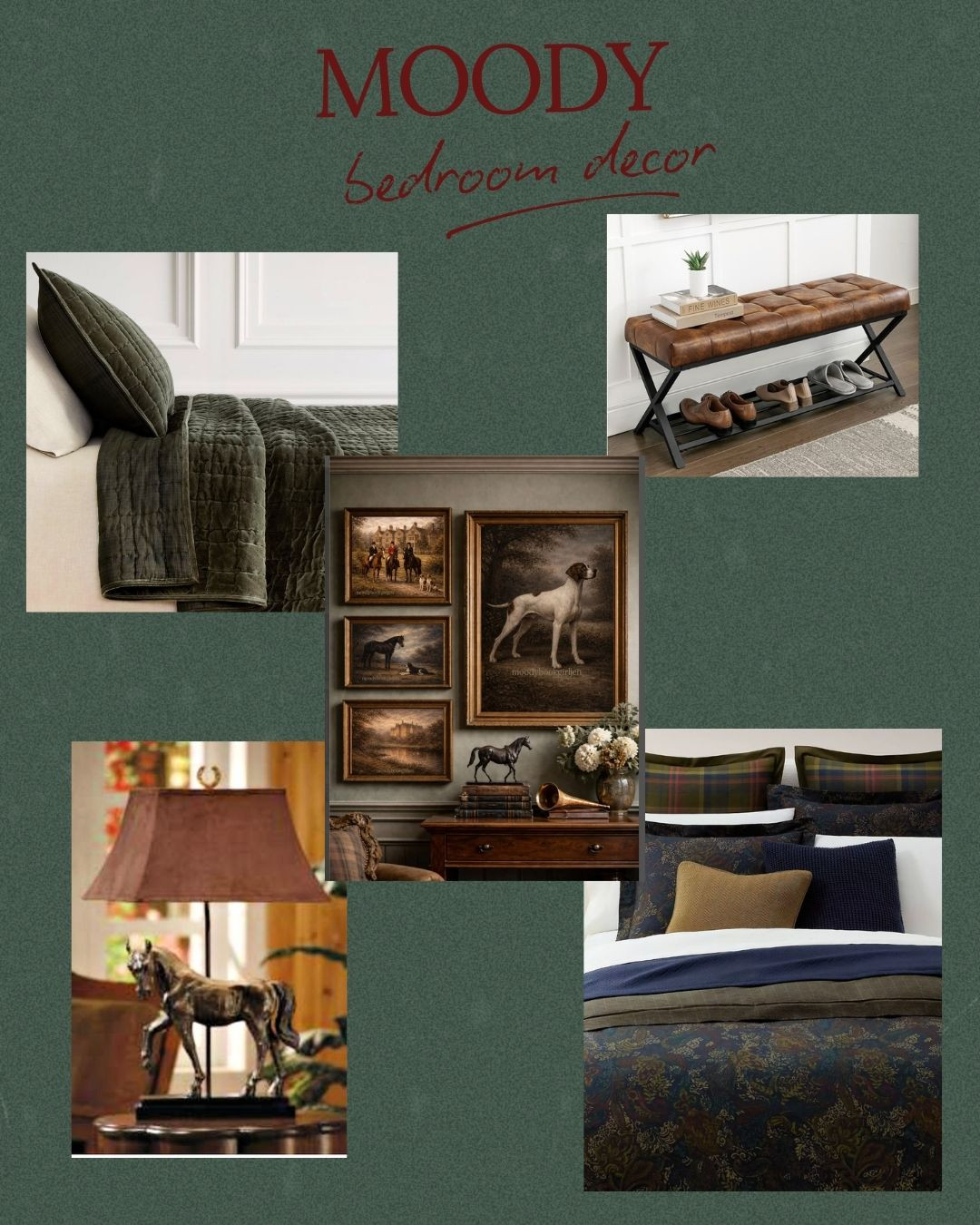 Layered textures, rich tones, soft lighting, and statement pieces that make the room feel like a cozy boutique hotel retreat. From the artwork to the lamp glow, luxe bed linens, and the perfect bench at the foot of the bed—these are the pieces that create that dark, dreamy, pulled-together look. 

 #LTKHome