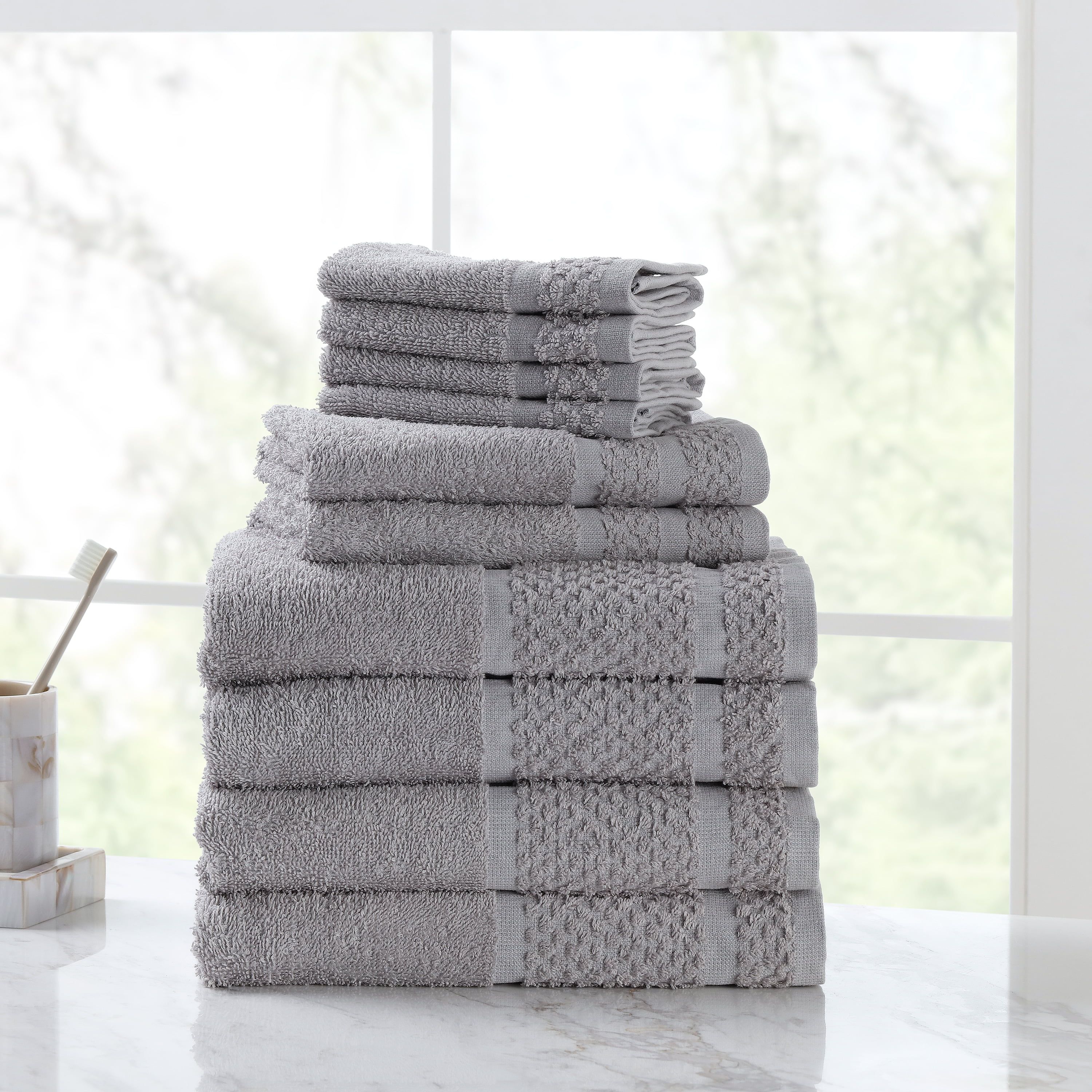 Mainstays Value 10-Piece Cotton Towel Set with Upgraded Softness & Durability, Grey | Walmart (US)