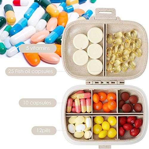 Daily Pill Organizer, 8 Compartments Portable Pill Case, Pill Box to Hold Vitamins, Cod Liver Oil | Amazon (US)