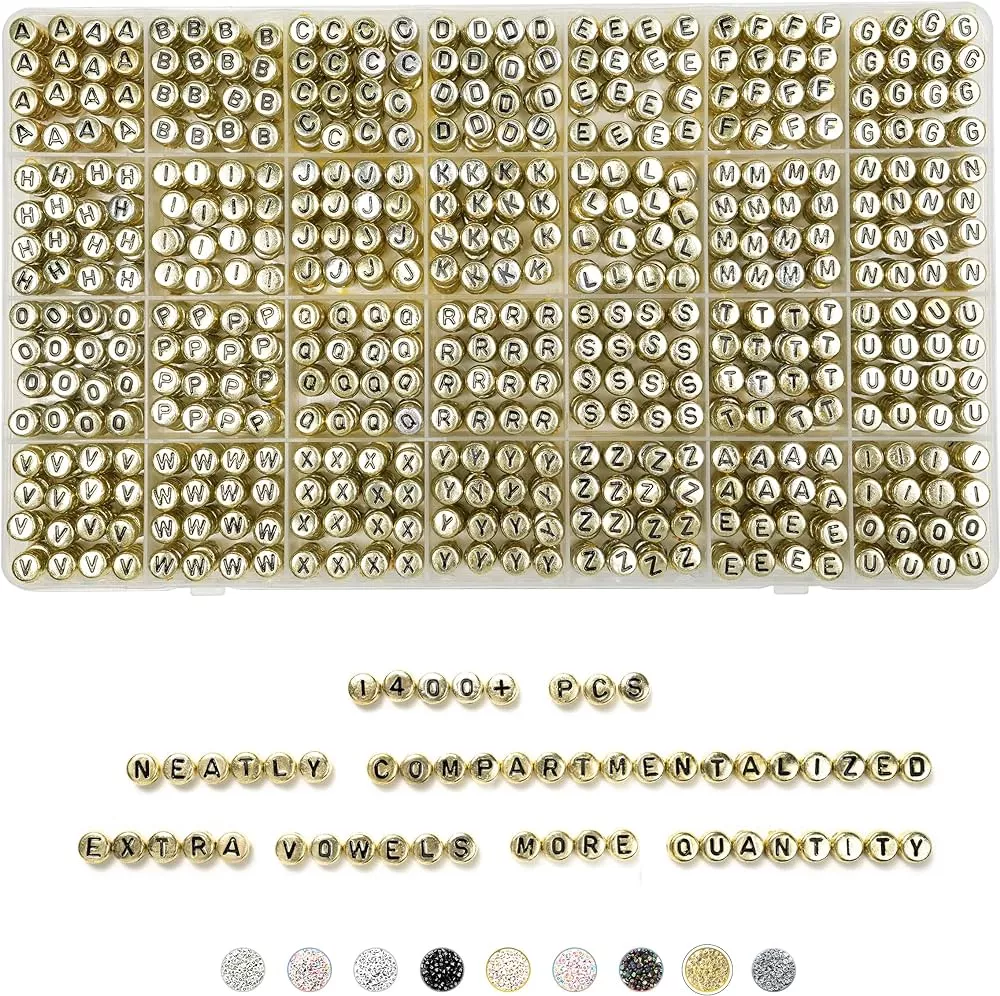 Deinduser 1400 Pieces Letter Beads - 4x7mm White Round Letter Beads for  Bracelets - Acrylic Letter Beads for Jewelry Making - Bracelet Letter Beads  