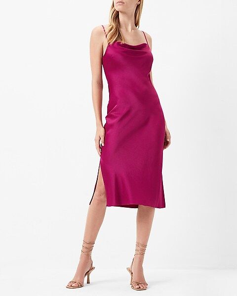 Satin Cowl Neck Midi Slip Dress | Express