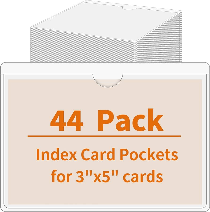 44 Pack Clear Adhesive Pockets, Labels Holder for Storage Bins, Index Card Holder 3x5 Inch, Plast... | Amazon (US)