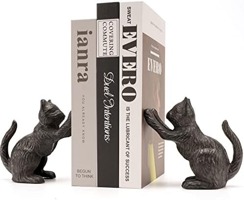 Ambipolar Cat Decorative Bookends, Unique Book Ends to Hold Books Heavy Duty for Office Desk, Vin... | Amazon (US)
