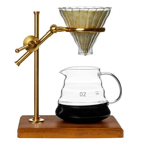 L'ÉPICÉA Pour Over Coffee Maker Set, Pour Over Coffee Maker with Stand, Adjustable Stainless Steel Stand, Wooden Base, Paper Filters, Cone Glass Coffee Carafe, Pour Over Coffee Dripper | Amazon (US)