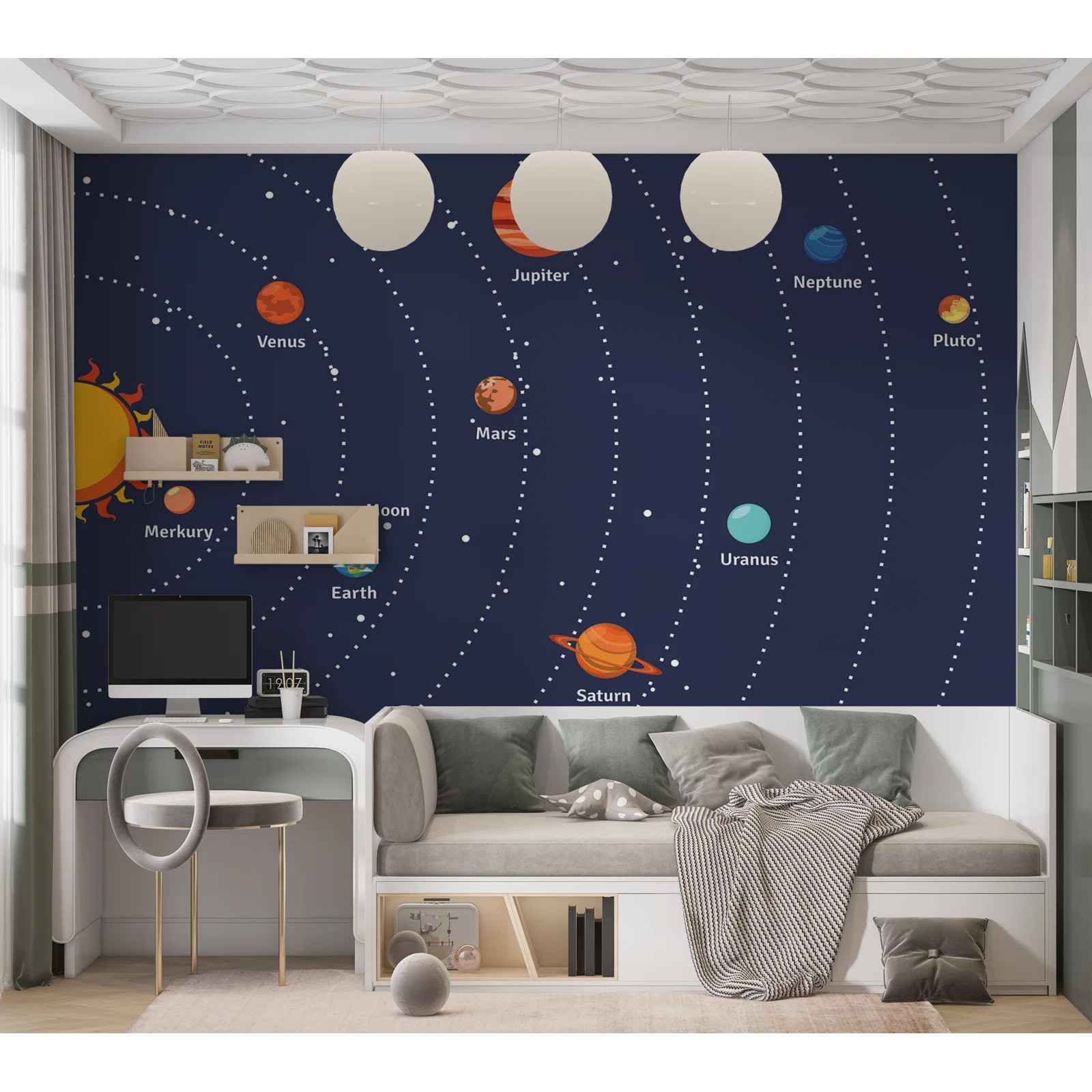 Premium Peel & Stick Wall Mural - Solar System Planets | Wayfair North America