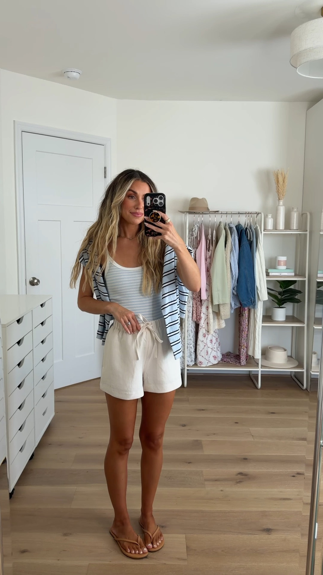 Aritzia summer sale is live! I love this casual yet polished summer outfit. Sizing details below! 
+ ribbed tank top: xs
+ interlock stripe pullover: small
+ lodge shorts: xs — these are not see through and are in the crepette material so they won’t wrinkle! 

Aritzia sale
Mom outfit 
Summer outfit 
Casual outfit 
Aritzia basics

#LTKootd #LTKPetite #LTKSaleAlert