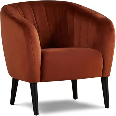 Modern Burnt Orange Accent Chair With Barrel Design And Tufting | Wayfair North America