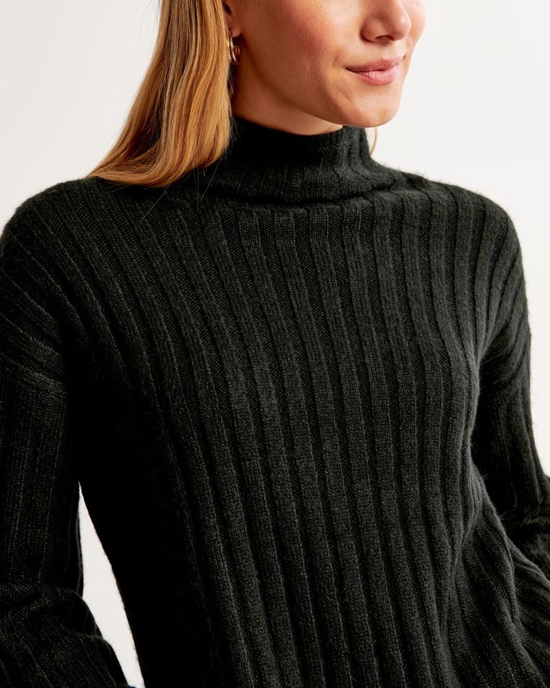 Women's Long-Length Ribbed Funnel Neck Sweater | Women's Clearance | Abercrombie.com | Abercrombie & Fitch (US)