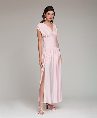 Women's Shirred V-Neck Sleeveless Maxi Dress | Macy's