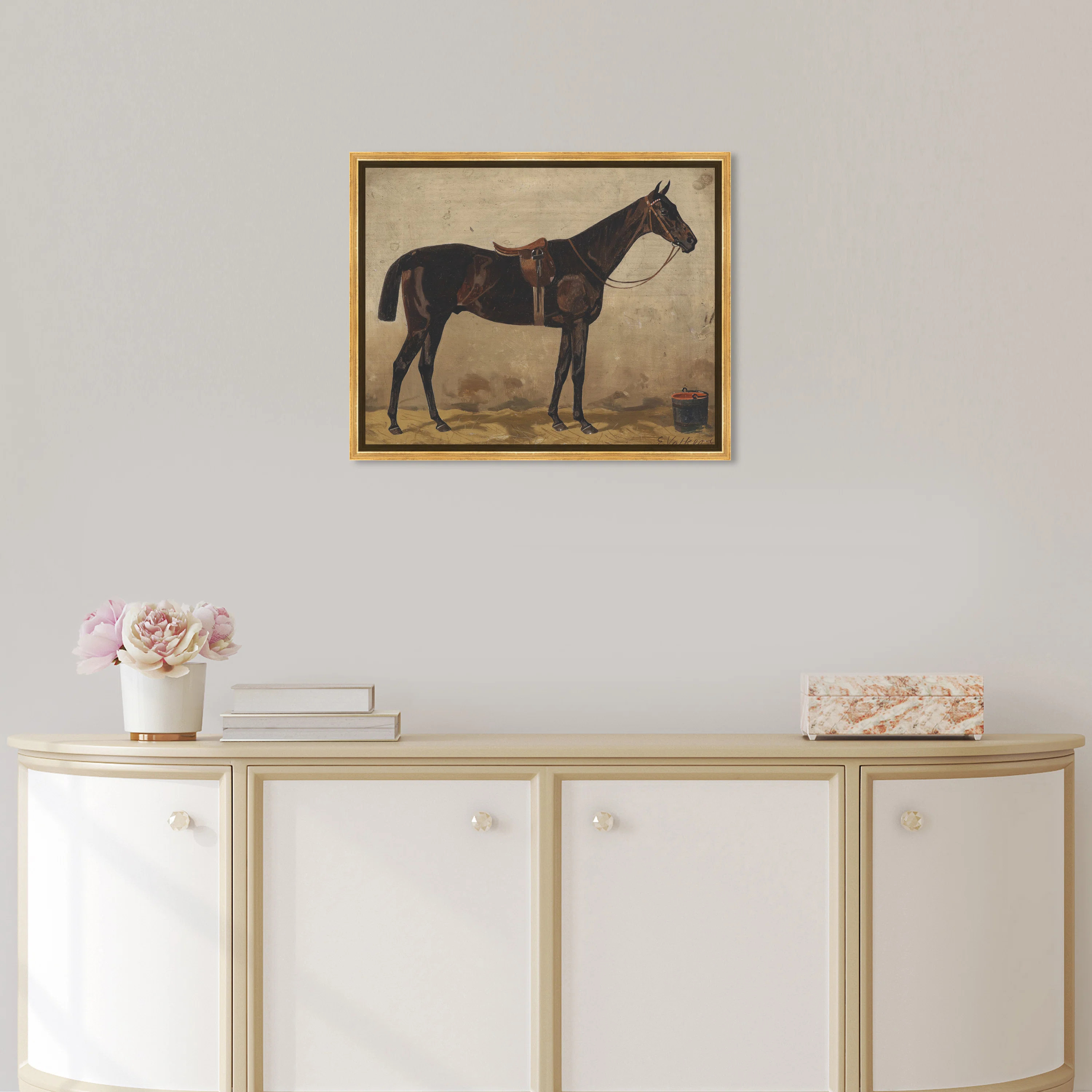 Brauner Im Stall Farm Animals by Emil Volkers - on Canvas | Wayfair North America