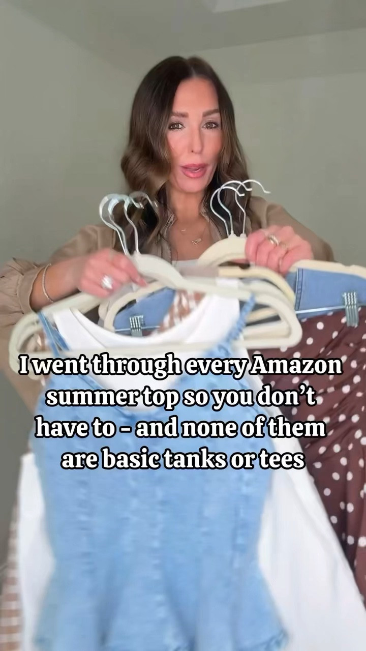The cutest summer tops from Amazon that aren’t basic tees or tanks! I’m wearing a small in everything except the white denim - I sized down to an XS. Sandals all fit tts! #summerstyle #fashionfinds #amazoncreatorfinds #founditonamazon

#LTKootd #LTKgrwm #LTKSeasonal