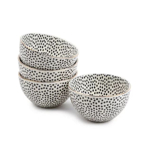 Thyme & Table Servware Black & White Dot Stoneware Snack Round Bowls, 4 Pack - Walmart.com | Walmart (US)