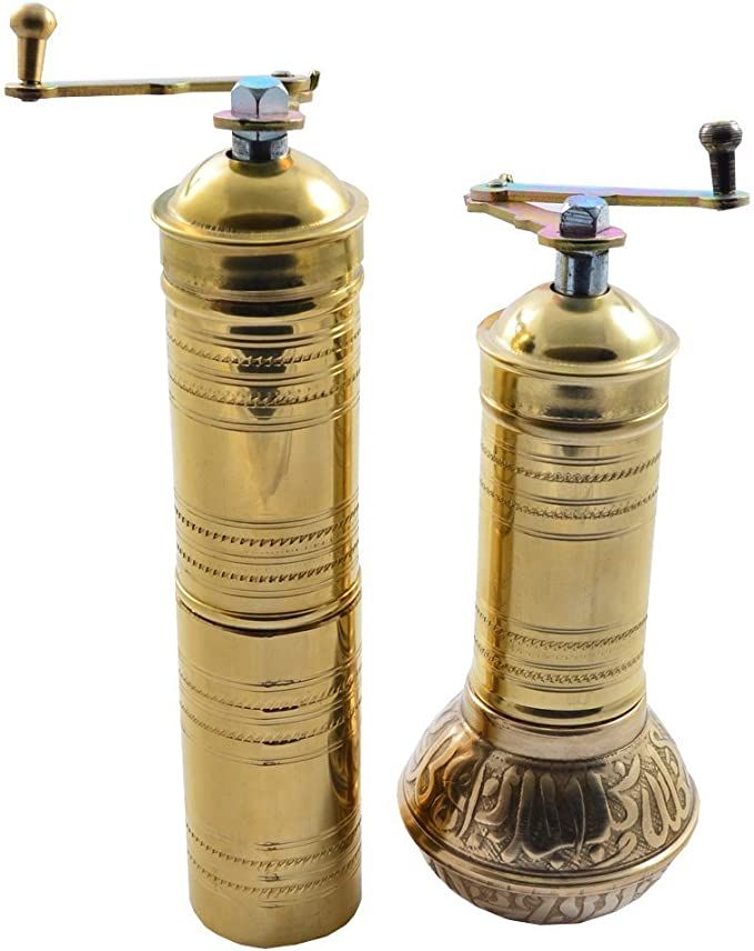 Manual Hand Grinder Mill SET for Turkish Greek Arabic Coffee Beans & Spice Pepper Salt, Brass (Da... | Amazon (US)