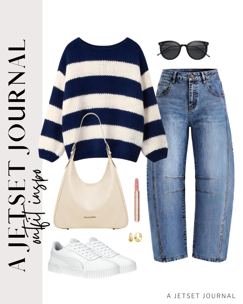 I personally love this combination of a navy blue and white striped sweater from Pinclodly and barrel pants. I already tried this tarte maracuja juicy lip plumper, and I liked it. Definitely worth buying. This pair of Puma carina leather shoes is amazing, too! 

 #LTKSeasonal #LTKSaleAlert #LTKTravel