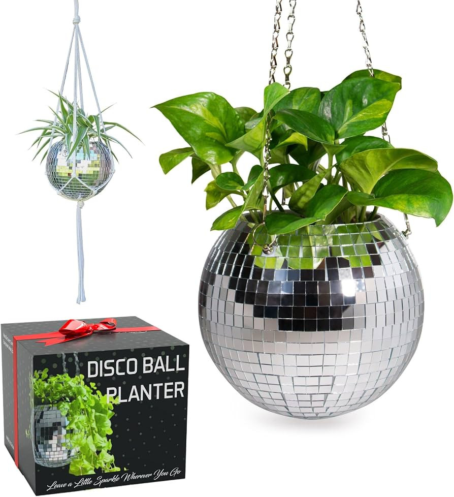 SCANDINORDICA Disco Ball Planter – Value Package: Disco Planter with Chain, Macrame Hanger and ... | Amazon (US)