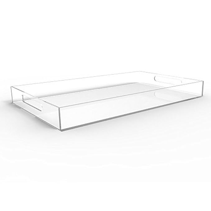 CLEAR SERVING TRAY - Spill Proof - 20" Large Premium Acrylic Tray for Coffee Table, Breakfast, Tea,  | Amazon (US)