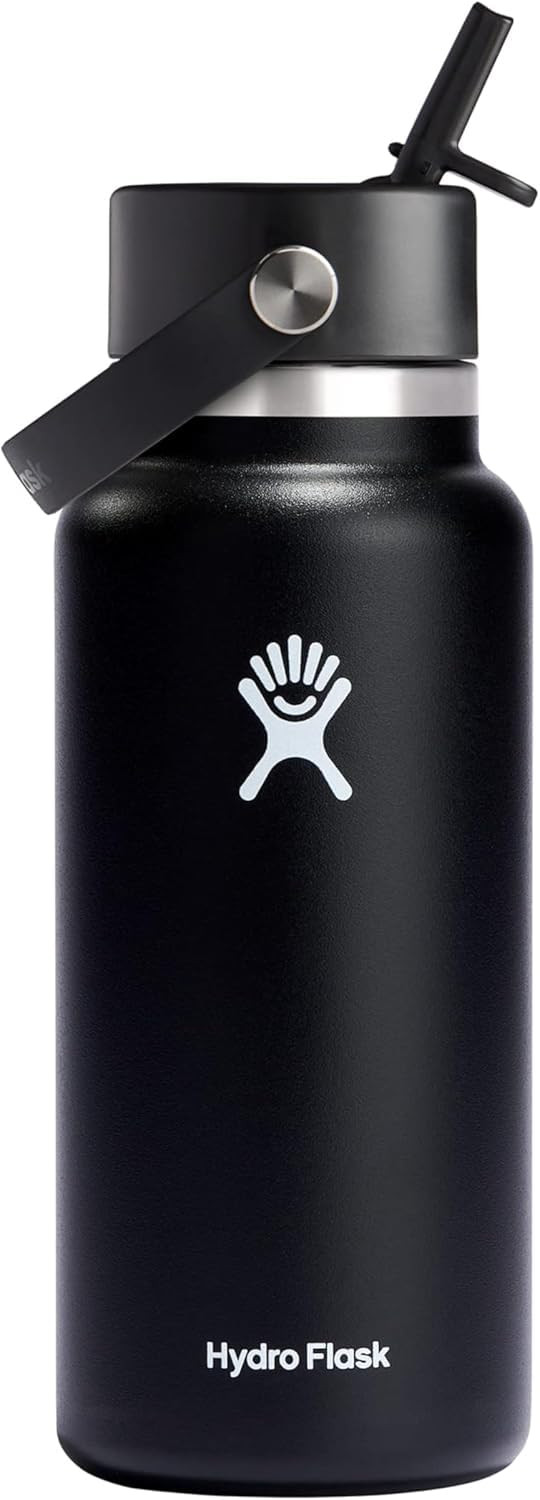 Hydro Flask Water Bottle - Insulated Stainless Steel - Wide Straw Lid, Non Spill, Leakproof in 32... | Amazon (US)