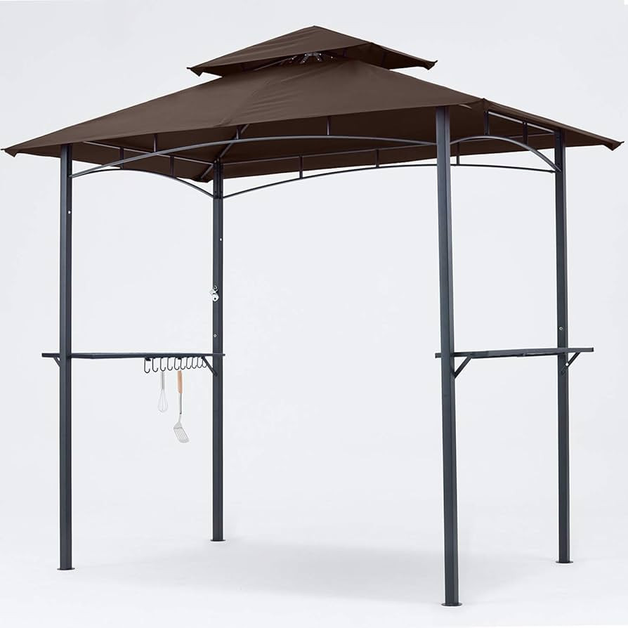 MASTERCANOPY 8 x 5 Grill Gazebo Outdoor BBQ Gazebo Canopy with 2 LED Lights (Brown) | Amazon (US)