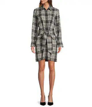 Antonio Melani Odessa Button Front Long Sleeve Collared Neck Tie Front Shirt Dress | Dillard's | Dillard's