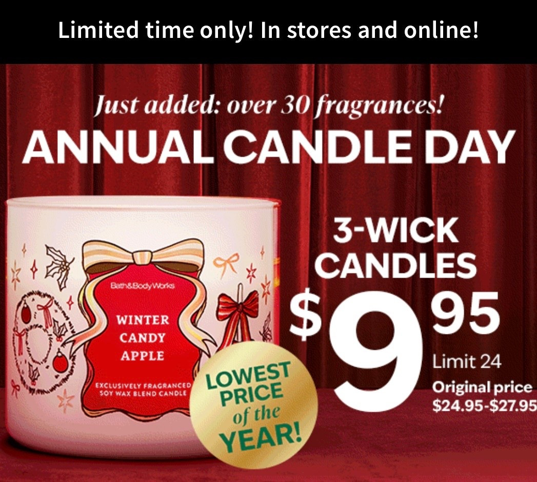 Candles on sale at Bath and Body Works 
3 wick! Limited time only 

#LTKHome #LTKSeasonal #LTKHoliday