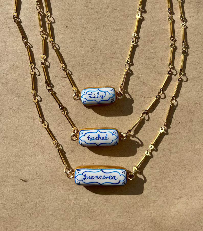 Personalized Name Necklace - Initials Necklace - Monogram Necklace - Handmade Clay Pendant With G... | Etsy (US)