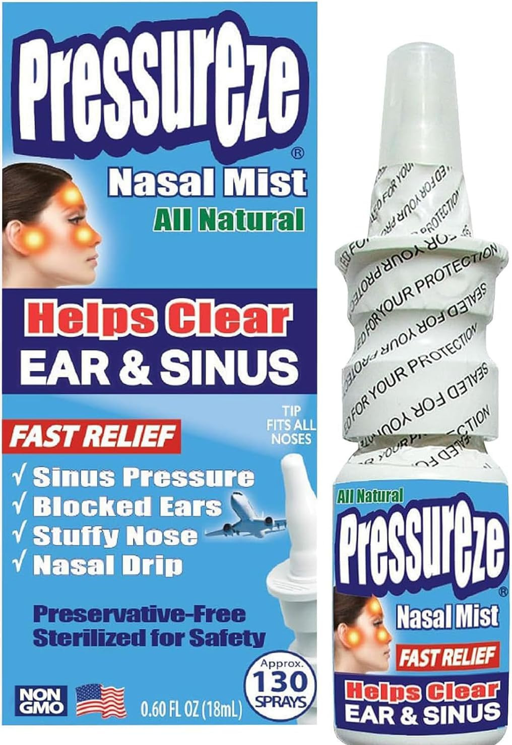 Nasal Spray - Natural, Preservative-Free, Sterile - Fast Relief Nasal Spray - for Symptoms of Sin... | Amazon (US)