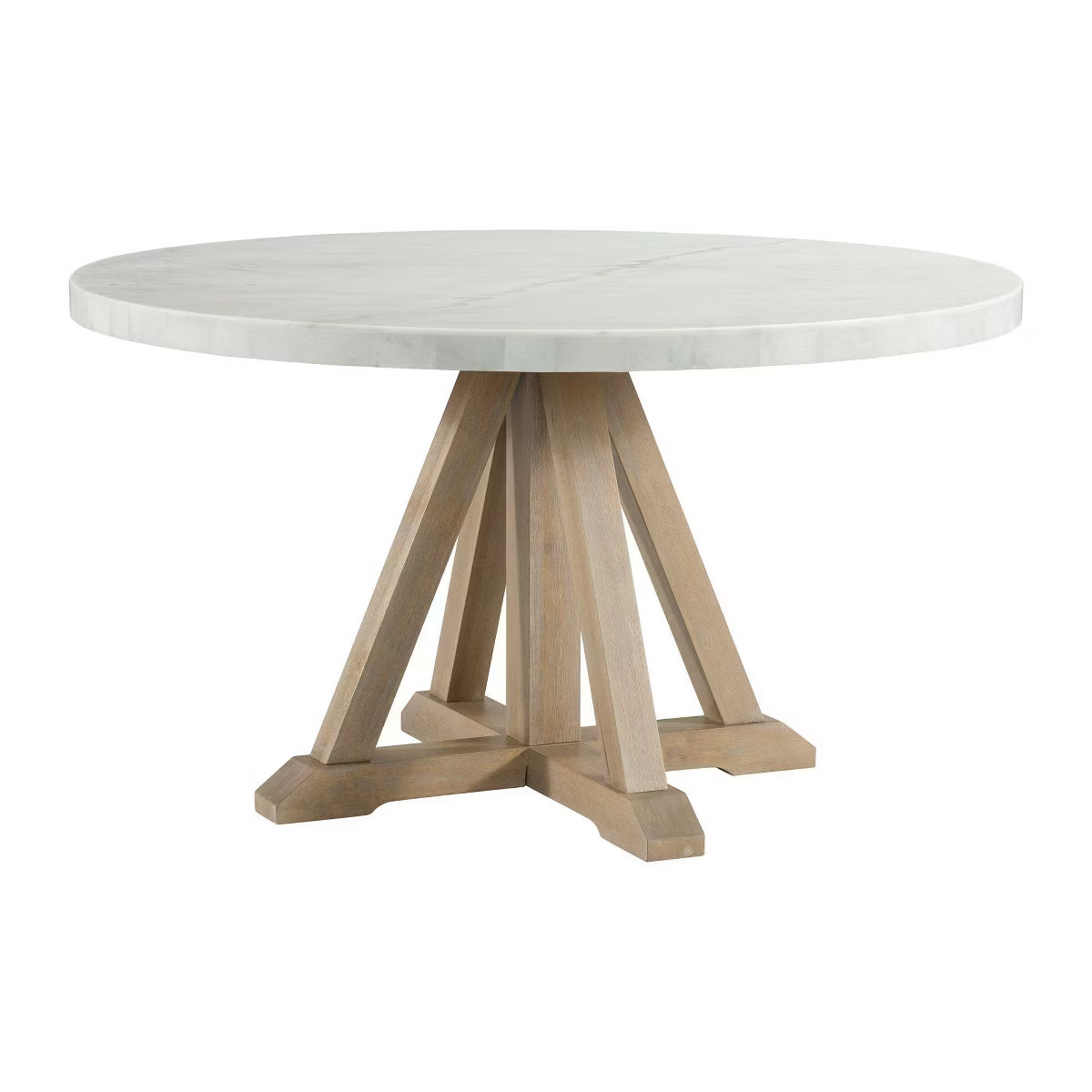 Liam Round Dining Table White - Picket House Furnishings: Marble Top, Natural Base, Seats 4 | Target