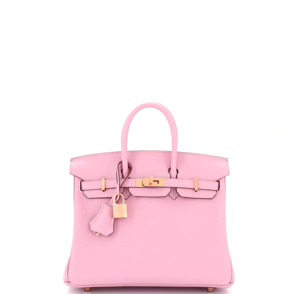Birkin Handbag Mauve Sylvestre Swift with Rose Gold Hardware 25 | Rebag