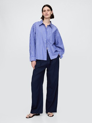 365 High Rise Linen-Blend Trousers | Gap (US)