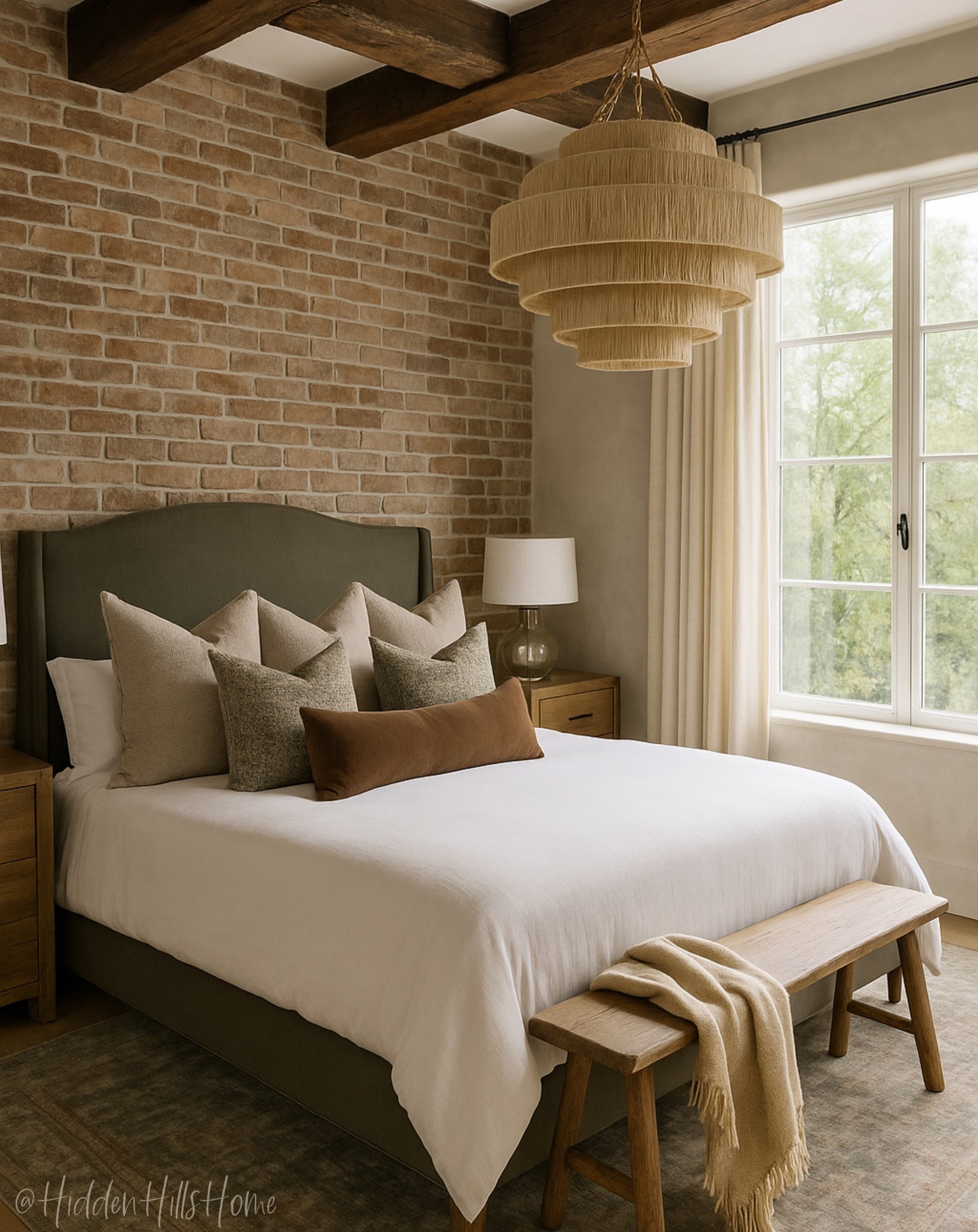 Primary bedroom mood board, rustic bedroom design, brick accent wall bedroom, upholstered bed #bed 



#LTKSaleAlert #LTKHome #LTKSeasonal